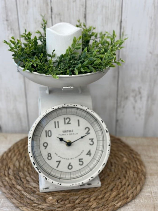 Large Distressed White Decorative Scale Clock