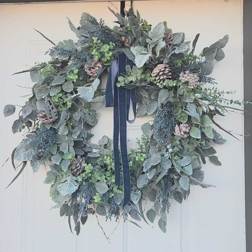 28" blue berry and eucalyptus wreath – Heartland Store MN near Rochester MN