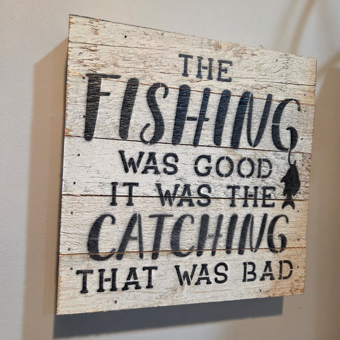Handmade humorous fishing wooden sign for cabin décor