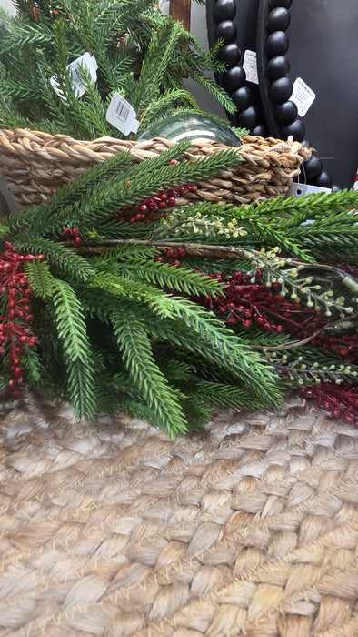 Red Artificial 42" Austrian Pine Swag with seeded eucalyptus