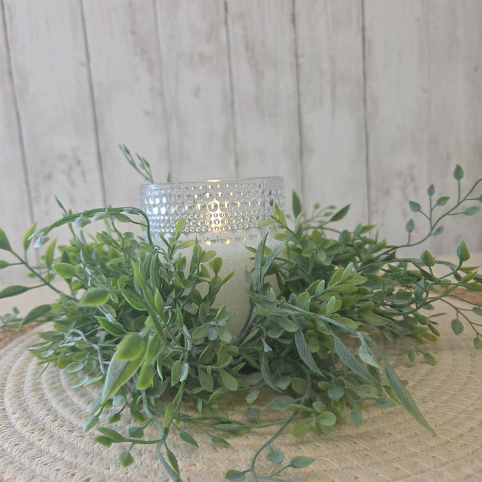 faux ruscus candle ring for lantern or pillar candle