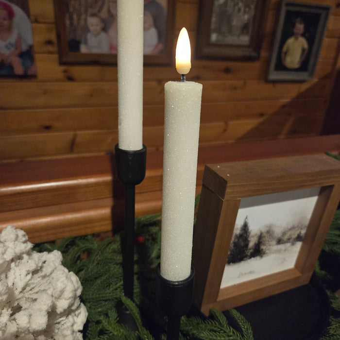 3D Flame 2025 Ivory Shimmer Taper Candle 7.25” | Flameless LED Candle | Heartland Store MN