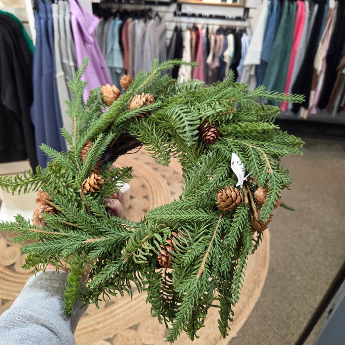12"  Real Touch Alpine Pine Candle Ring