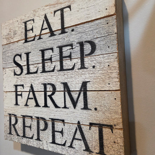 Rustic wooden farm sign for dairy, beef, and crop farmers