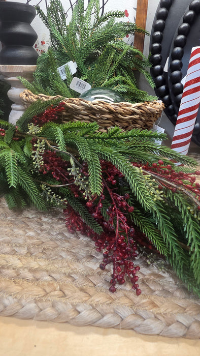 Red Artificial 42" Austrian Pine Swag with seeded eucalyptus