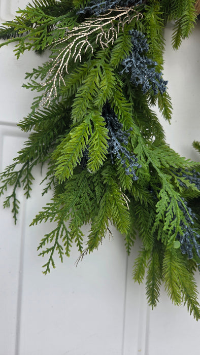 24" real touch blue berry swag wreath – front door décor Minnesota

