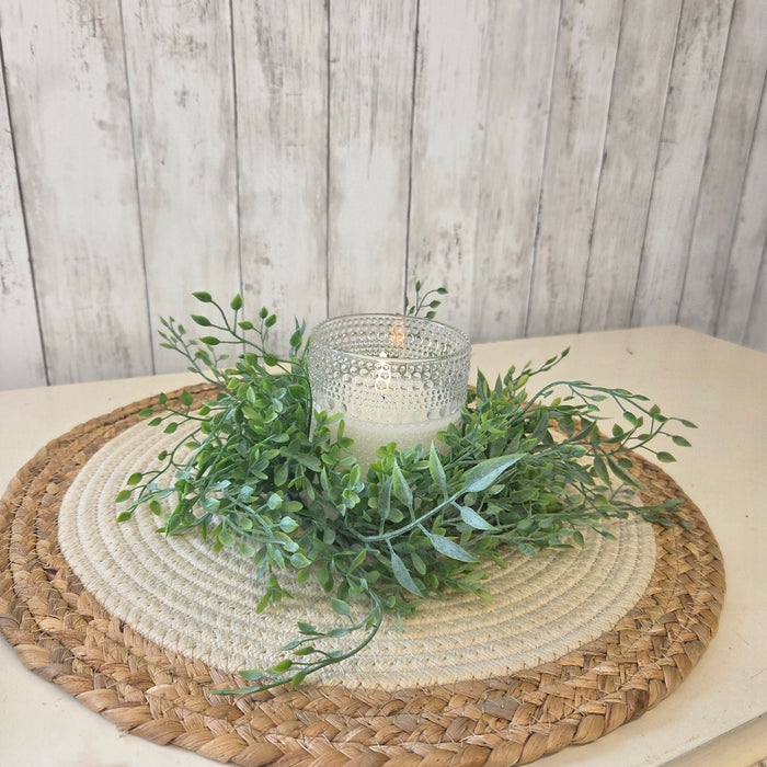 12 inch artificial greenery candle ring rustic decor