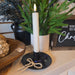 Easy trendyand simple styling set with 3D flame ivory shimmer taper candle and holder