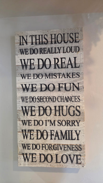 Reclaimed wood family sign for entryway, kitchen, living room or bathroom