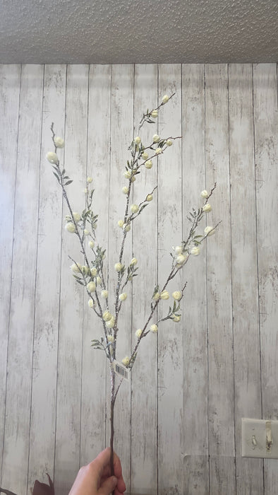 Artificial Buds-  White Frosted 36" Stems For Winter Vases and Pots