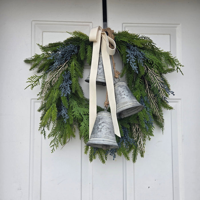 21" White Wash Christmas Bells