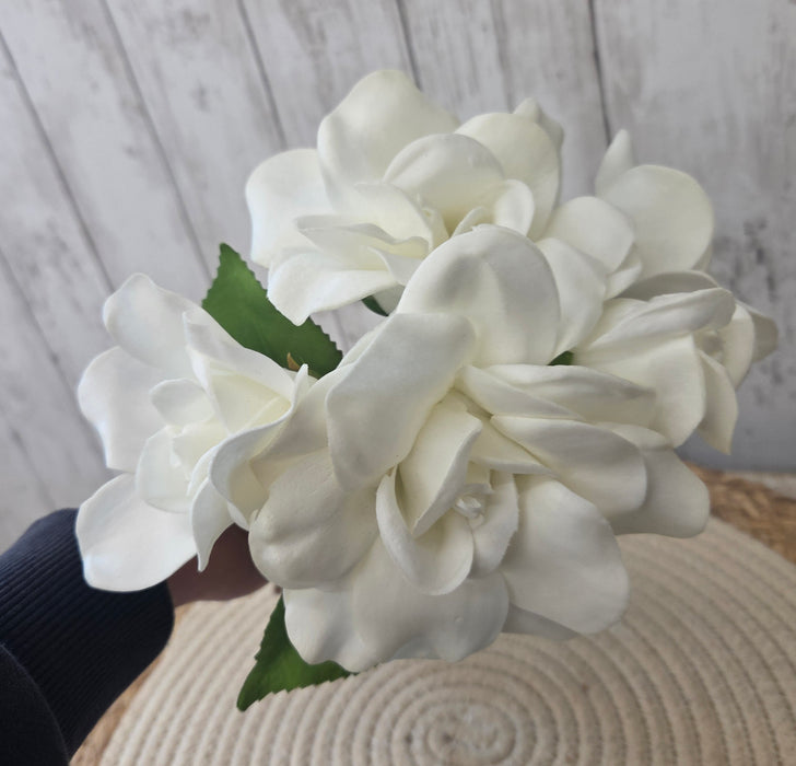Artificial 12" White Gardenia Flowers (5 Stems)