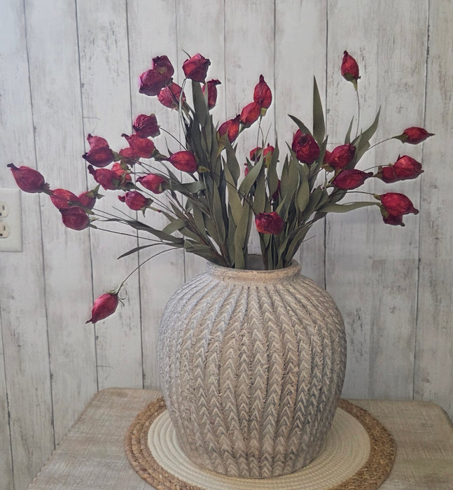 Artificial UV Treated Burgandy Chinese Lantern Branch 23"