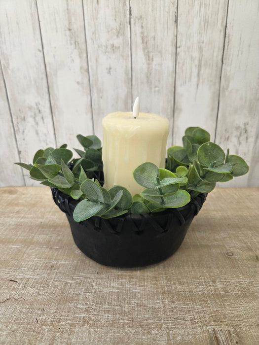 Artificial Eucalyptus Branches and 3” Candle Ring