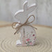 Farmhouse spring bunny decor with jute ribbon accent