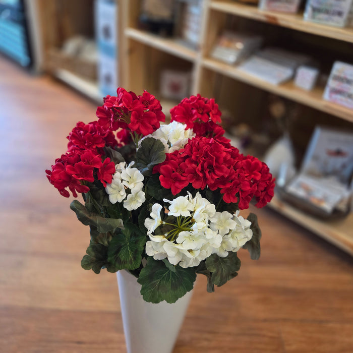 Artificial geranium cemetery flowers for outdoor urns and vases