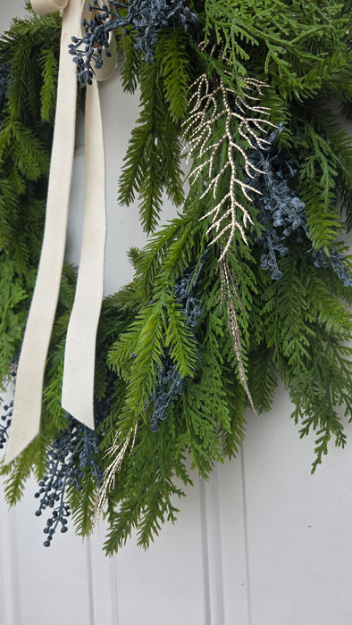 Realistic faux spruce and cedar wreath – Christmas home décor Winona MN