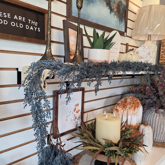 3 Stem, 29" Artificial Blue Berry Garland for Everyday Floral Decor | Heartland Store MN
