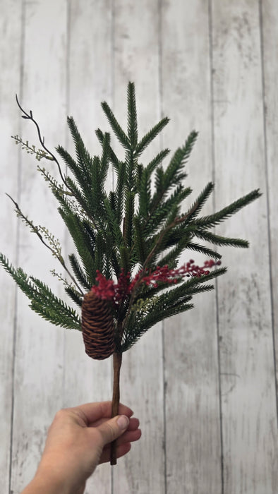 Red Artificial  Mix Austrian Pine Stems 2 sizes