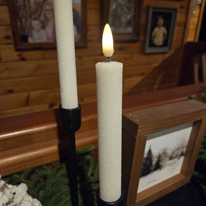 3D Flame 2025 Ivory Shimmer Taper Candle 7.25” | Flameless LED Candle | Heartland Store MN