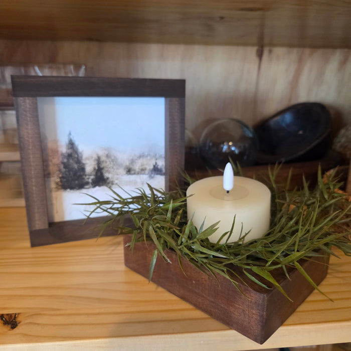Neutral green candle ring perfect for farmhouse décor at Heartland Store MN