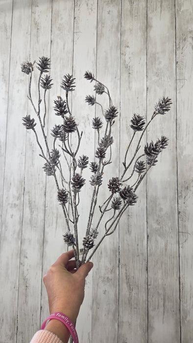 Artificial 24" Pine Cone Stems White  Color | Heartland Store MN