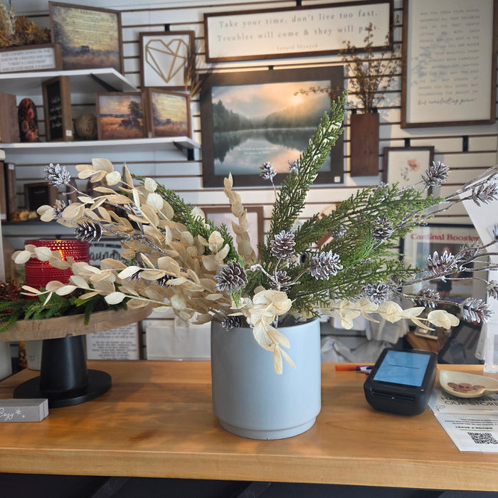 Artificial 18" Cedar Stems, Eucalyptus, and Pine Cone Easy Stying Set| Heartland Store MN