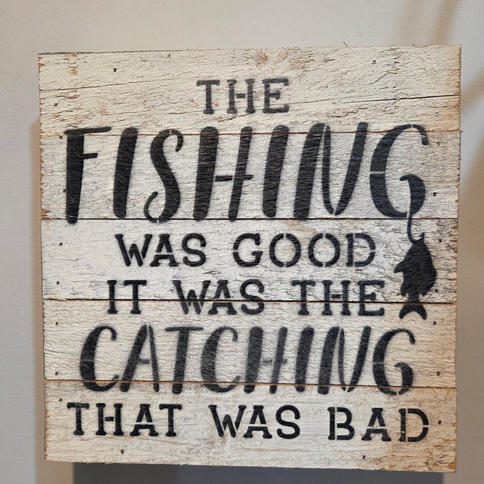 Rustic lake house wall décor fishing sign 10x10