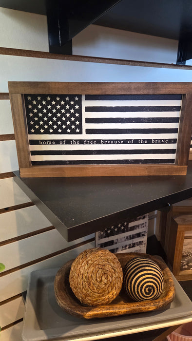 Home of the Free Distressed Flag Handmade Wood Sign