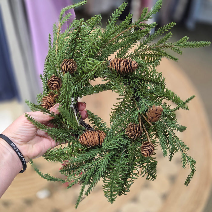 Christmas 12" Mixed Pine Candle Ring Artificial Greenery