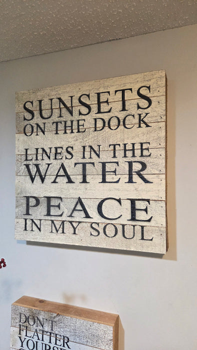Square 14x14 lake-inspired wall sign with peaceful message