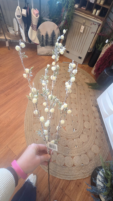 Artificial Buds-  White Frosted 36" Stems For Winter Vases and Pots