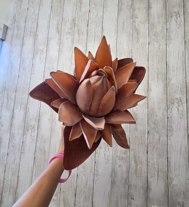 Artificial Fall Protea Stem – 21" Tall, 7" Bloom | Autumn Floral Decor