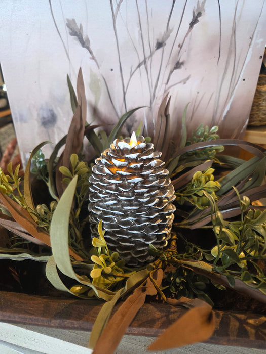 4.25" MOVING FLAME PINECONE CANDLE 6 hour timer
