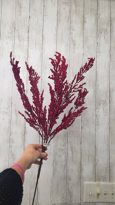 Artificial 30" Mini Berry Spray Outdoor-Indoor Red Color | Heartland Store MN