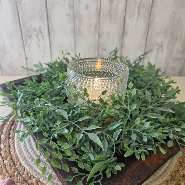 faux ruscus candle ring for lantern or pillar candle