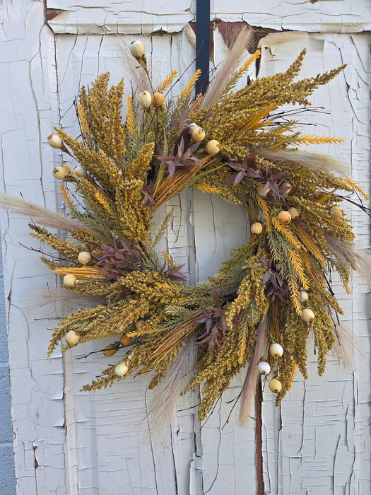Fall Handmade Wreath 22" with Eucalyptus and Pampas accents