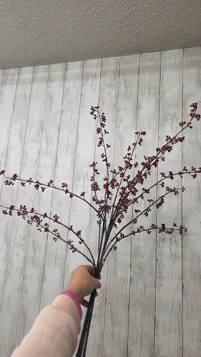 Artificial Berry Stems in Red, 34" Length