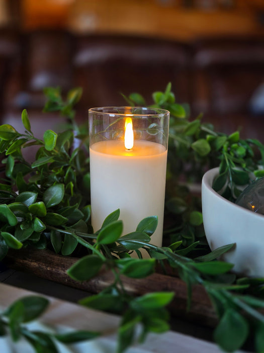 3D FLAME IVORY GLASS FLAMELESS CANDLE WITH TIMER
