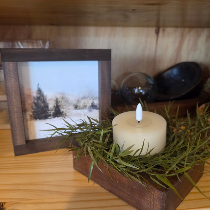 Artificial Carolina Dill candle ring with neutral green foliage at Heartland Store MN