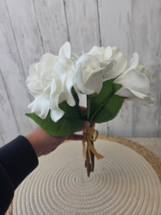 Artificial 12" White Gardenia Flowers (5 Stems)
