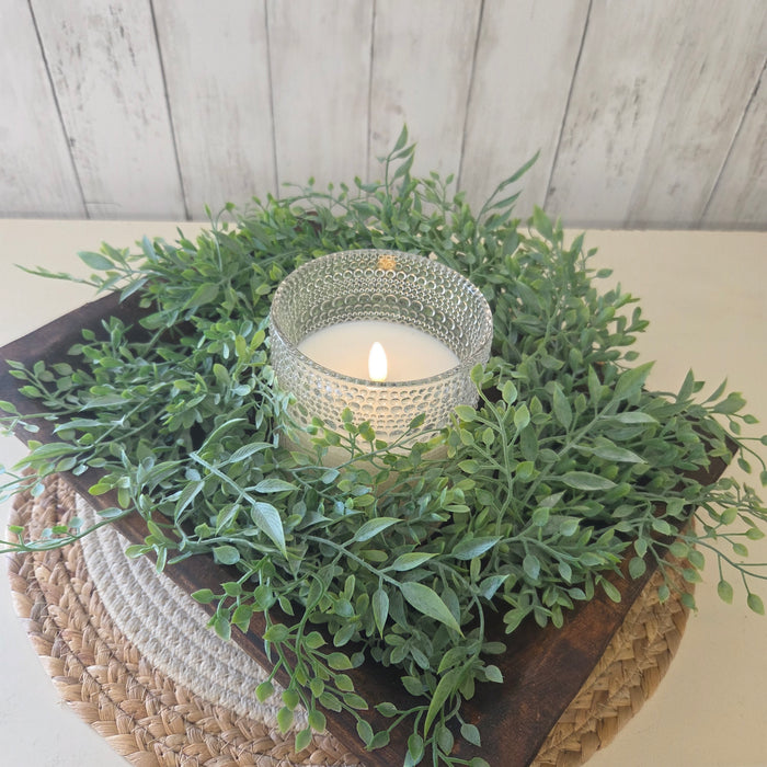 artificial ruscus candle ring greenery wreath 17 inches