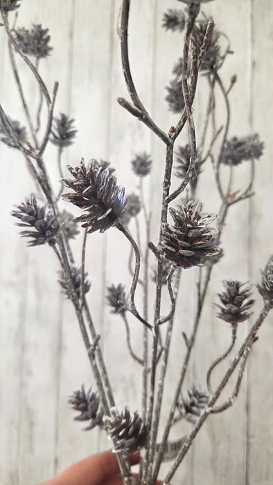 Artificial 24" Pine Cone Stems White  Color | Heartland Store MN