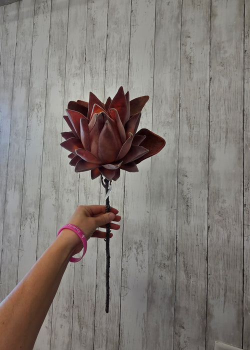 Artificial Fall Protea Stem – 21" Tall, 7" Bloom | Autumn Floral Decor