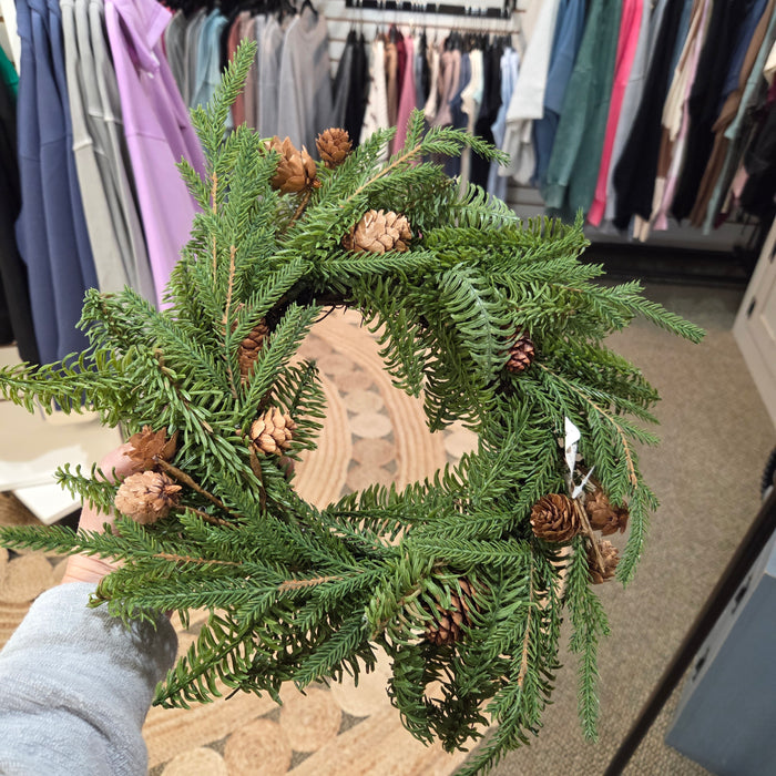 12"  Real Touch Alpine Pine Candle Ring