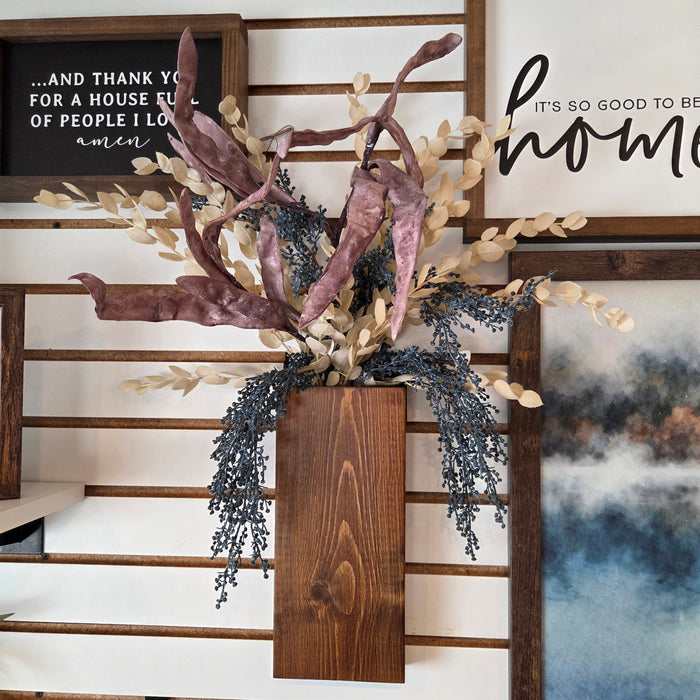 Neutral Fall Sconce | Eucalyptus, Bean Pods & Blueberries | Rustic Fall Wall Decor | Farmhouse Autumn Decor