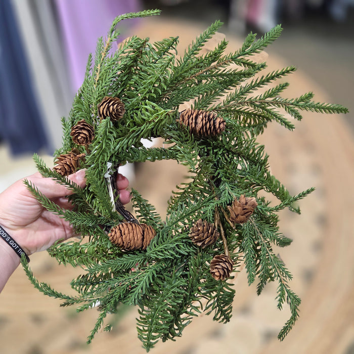 Christmas 12" Mixed Pine Candle Ring Artificial Greenery