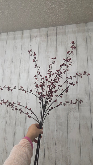 Artificial Berry Stems in Red, 34" Length