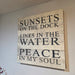 Rustic lake life sign with sunsets on the dock quote