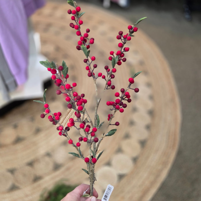 32" Red Iced Berry Spray for Christmas
